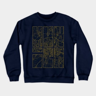 Munich, Germany City Map Typography - Gold Art Deco Crewneck Sweatshirt